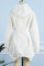White Casual Solid Patchwork Asymmetrical Hooded Collar Long Sleeve Dresses