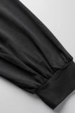 Black Casual Solid Bandage Patchwork V Neck Plus Size Jumpsuits