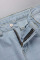 Baby Blue Fashion Casual Solid Ripped High Waist Skinny Denim Jeans