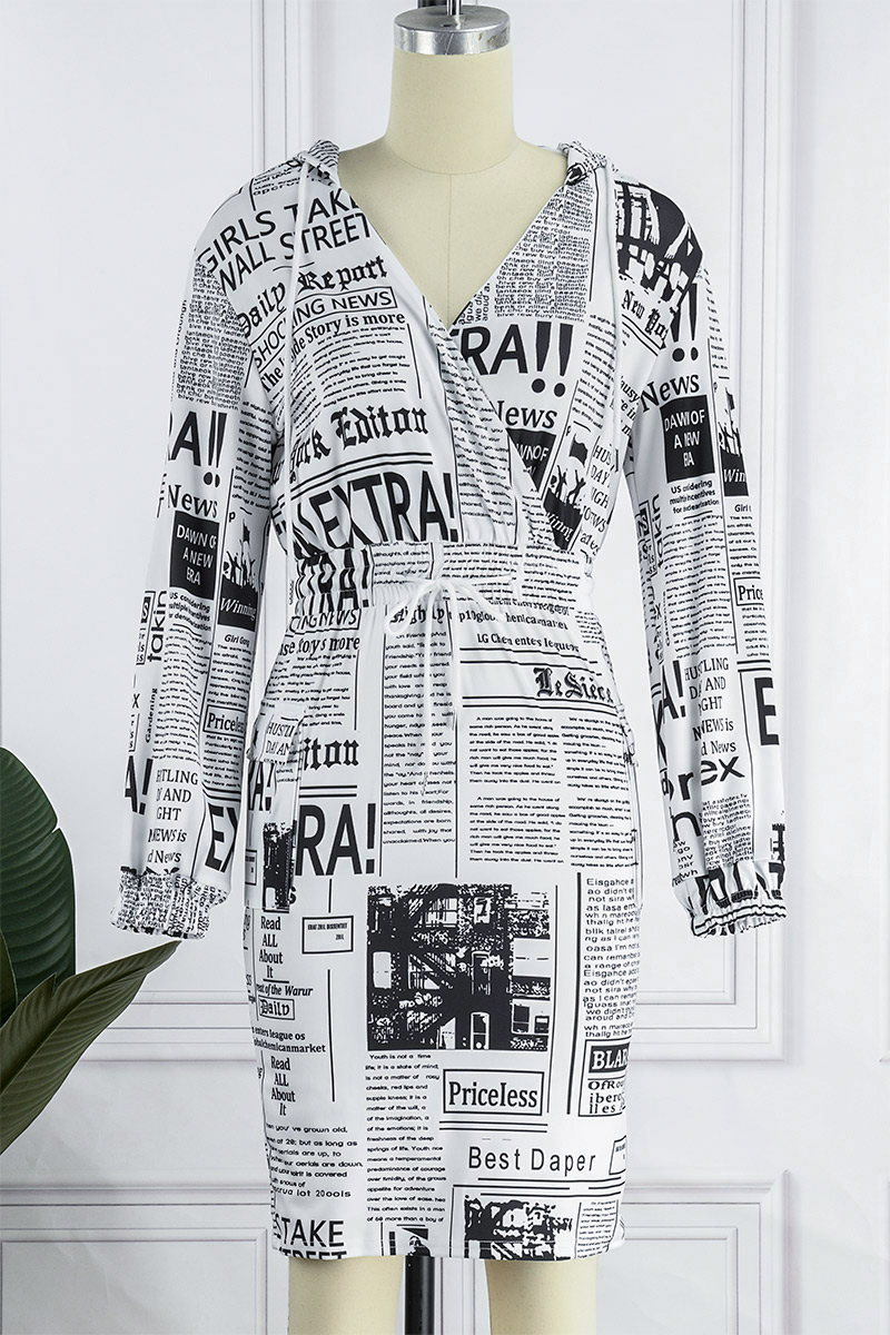 Casual Daily National Totem Print Patchwork Ruffle V Neck A Line Dresses