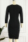 Lake Green Casual Solid Patchwork Flounce O Neck One Step Skirt Dresses