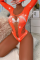 Black Sexy Solid Hollowed Out Patchwork See-through Mesh Valentines Day Lingerie