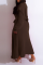 Dark Coffee Casual Solid Patchwork Half A Turtleneck Long Sleeve Two Pieces