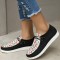 Black Casual Patchwork Printing Round Comfortable Flats Shoes