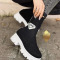 White Casual Patchwork Contrast Round Keep Warm Comfortable Out Door Shoes