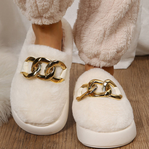 White Casual Living Patchwork Solid Color Round Keep Warm Comfortable Shoes