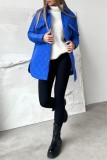 Blue Casual Solid Patchwork Turndown Collar Outerwear