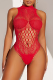 Red Sexy Solid Hollowed Out Patchwork Valentines Day Lingerie
