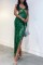 Green Sexy Solid Sequins Backless Slit Spaghetti Strap Long Dress Dresses