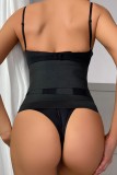 Black Sexy Solid Patchwork Bustiers