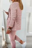 White Casual Street Plaid Patchwork Turndown Collar Long Sleeve Two Pieces
