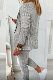 Pink Casual Street Plaid Patchwork Turndown Collar Long Sleeve Two Pieces