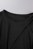 Black Sexy Casual Solid Hollowed Out O Neck Long Sleeve Two Pieces