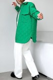 Green Casual Solid Patchwork Turndown Collar Outerwear