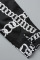 Black Casual Print Patchwork Buckle Turndown Collar Tops