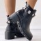 Black Casual Patchwork Rhinestone Round Keep Warm Comfortable Shoes (Heel Height 2.76in)