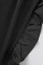 Black Casual Solid Patchwork Zipper Collar Plus Size Two Pieces
