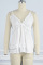 White Celebrities Solid Patchwork Spaghetti Strap Tops