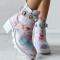 Black Casual Patchwork Rhinestone Round Keep Warm Comfortable Shoes (Heel Height 2.76in)