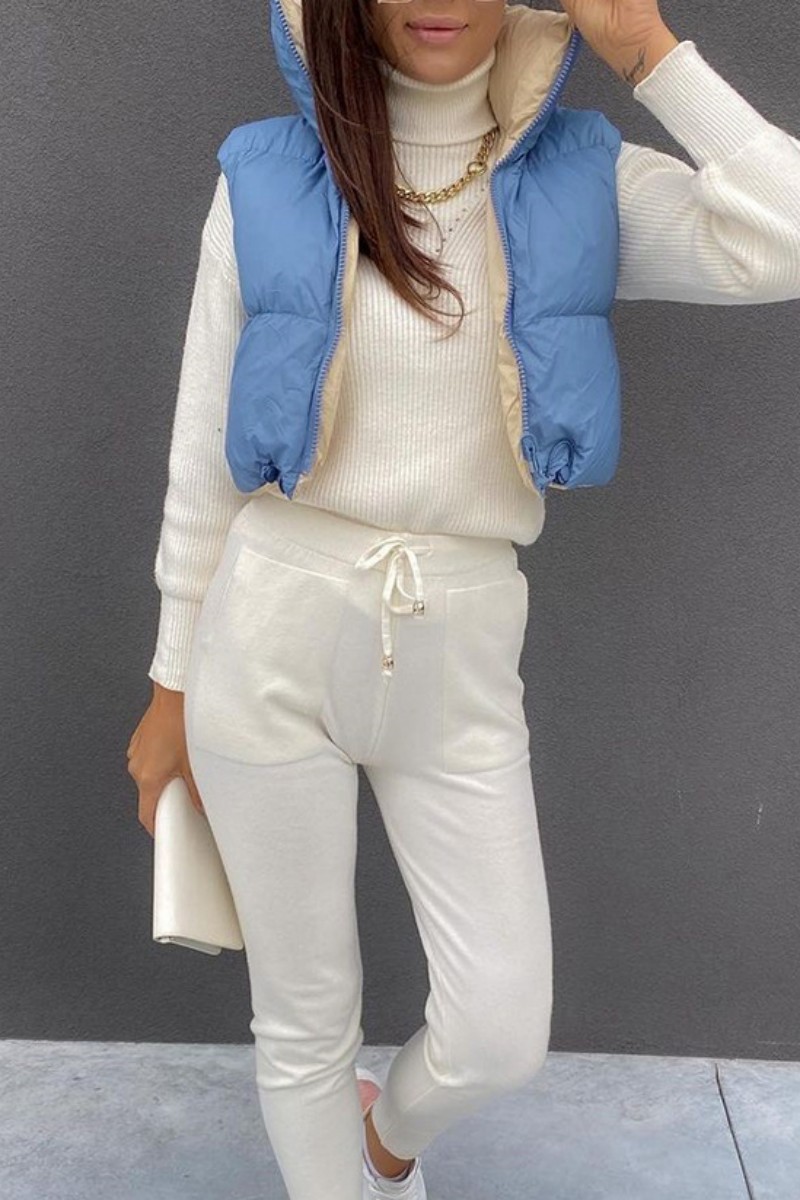 Casual Solid Pocket Zipper Mandarin Collar Outerwear main image 1