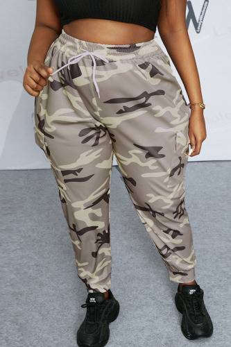 Camouflage Casual Print Camouflage Print Patchwork Plus Size