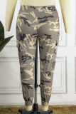 Camouflage Casual Print Camouflage Print Patchwork Plus Size