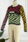 Colour Casual Patchwork Hollowed Out O Neck Tops