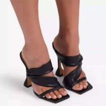 Black Casual Patchwork Solid Color Square Shoes (Heel Height 3.35in)