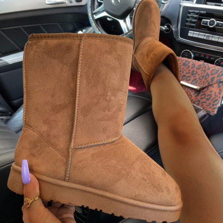 Yellow Brown Casual Patchwork Solid Color Round Keep Warm Comfortable Shoes