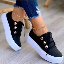 Black Casual Patchwork Contrast Round Comfortable Flats Shoes