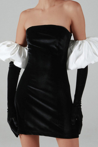 White Sexy Solid Patchwork Off the Shoulder Pencil Skirt Dresses