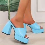Yellow Casual Patchwork Solid Color Fish Mouth Out Door Wedges Shoes (Heel Height 4.33in)