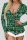 Green Casual Print Patchwork Buckle Feathers V Neck Skinny Jumpsuits