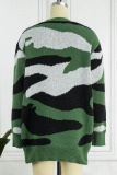 Green Casual Print Camouflage Print Patchwork Outerwear