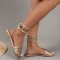Champagne Casual Bandage Patchwork Square Out Door Shoes