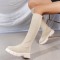 Coffee Casual Patchwork Solid Color Round Keep Warm Comfortable Shoes (Heel Height 1.97in)