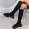 Coffee Casual Patchwork Solid Color Round Keep Warm Comfortable Shoes (Heel Height 1.97in)