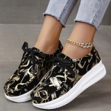 Silver Casual Sportswear Patchwork Frenulum Printing Round Comfortable Out Door Sport Shoes