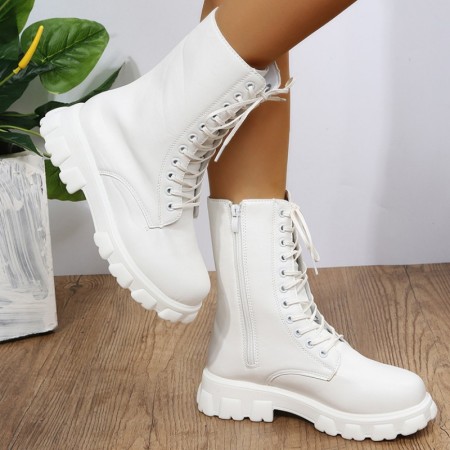 White Casual Patchwork Frenulum Solid Color Round Keep Warm Comfortable Shoes