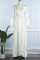 White Casual Elegant Solid Bandage Patchwork Fold V Neck Straight Dresses