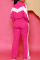 Black Casual Patchwork Contrast Zipper Collar Long Sleeve Two Pieces