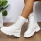 White Casual Patchwork Frenulum Solid Color Round Keep Warm Comfortable Shoes