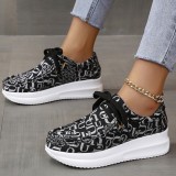 Gold Casual Sportswear Patchwork Frenulum Printing Round Comfortable Out Door Sport Shoes
