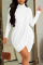 White Sexy Solid Patchwork Asymmetrical Turtleneck Long Sleeve Dresses