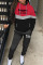 Red Casual Print Patchwork Hooded Collar Long Sleeve Two Pieces