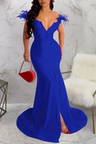 Off Shoulder Bubble Sleeve V Neck Evening Dress Group – Sexy Pleated Bud Design main image 1