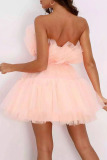Pink Sexy Elegant Solid Patchwork Strapless Princess Dresses