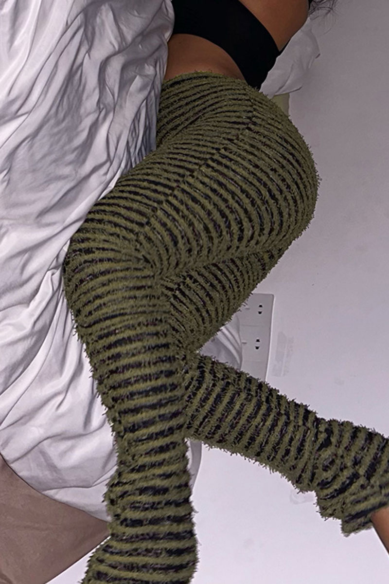 Street Solid Patchwork Skinny Mid Waist Pencil Solid Color Bottoms