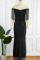 Black Sexy Solid Tassel Patchwork V Neck Evening Dress Dresses