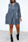 Light Blue Casual Solid Patchwork V Neck Straight Dresses